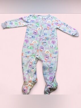 Baby Footed One-Piece Pajamas in Pastel Animal Print